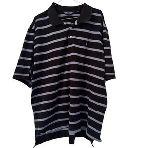 Polo by Ralph Lauren Men's Golf Black and Light Blue Striped Shirt in XXL